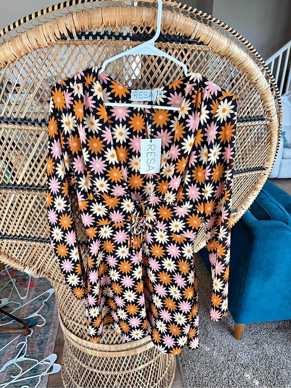 Resa Floral Mini Dress in Black & Pink NWT